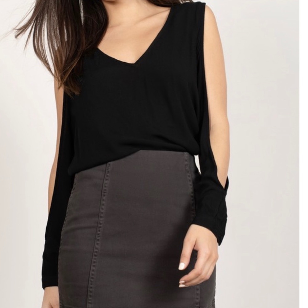 Black Plunging Blouse